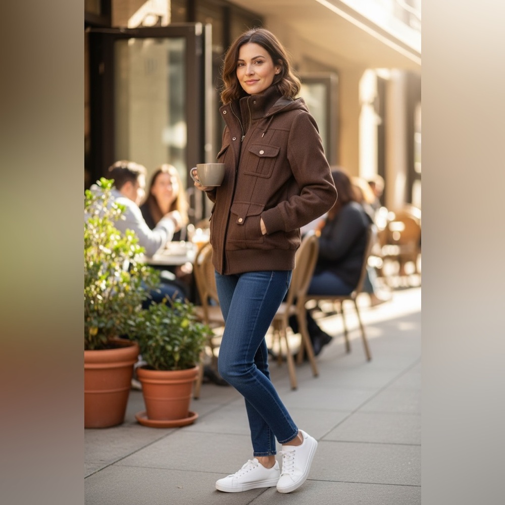 dELiA*s Brown Military Field Jacket with Hood